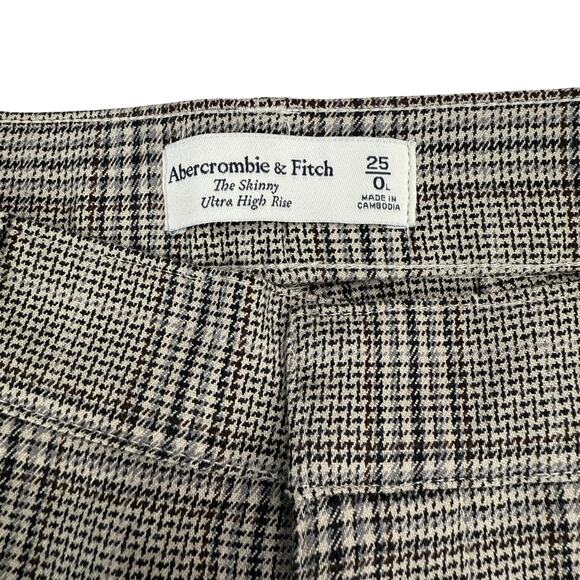 NWT ABERCROMBIE & FITCH The Skinny Ultra High Rise Pant Size 25 LONG Plaid - Picture 7 of 9
